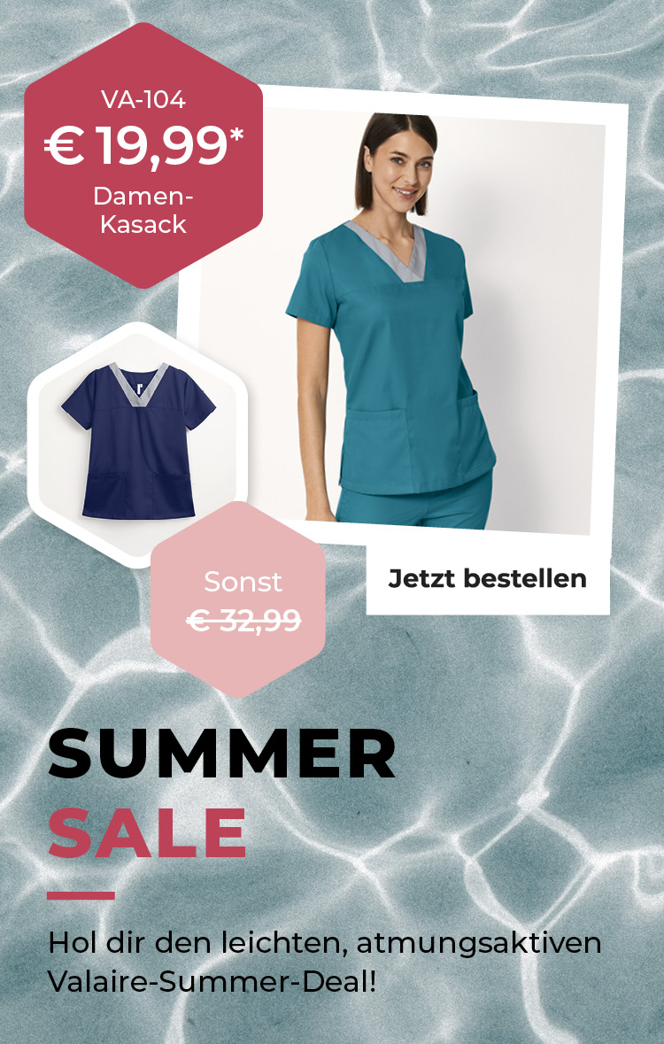Dunkelhaarige Frau in weißem T-Shirt und dunkeltürkiser Hose die für das Valaire Produkte Damen Komfortbund-Hose VA-107 zum Knnenlernpreis wirbt